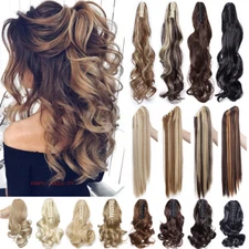Long Thick Ponytail Claw Clip In Hair Extension Ombre Hairpiece as Natural Curly