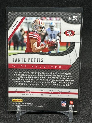 Panini Prizm Dante Pettis 2019 Blue Wave Prizm/199 #250 San Francisco 49ers - Imagen 2 de 2