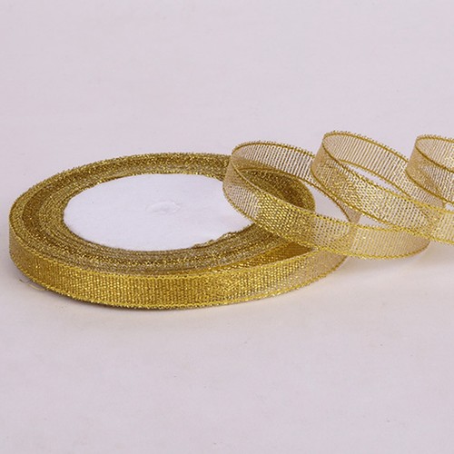 50 Yards 1/4" (6mm) Gold Luster Metallic Ribbon Wedding Christmas Gift Crafts - Picture 2 of 6