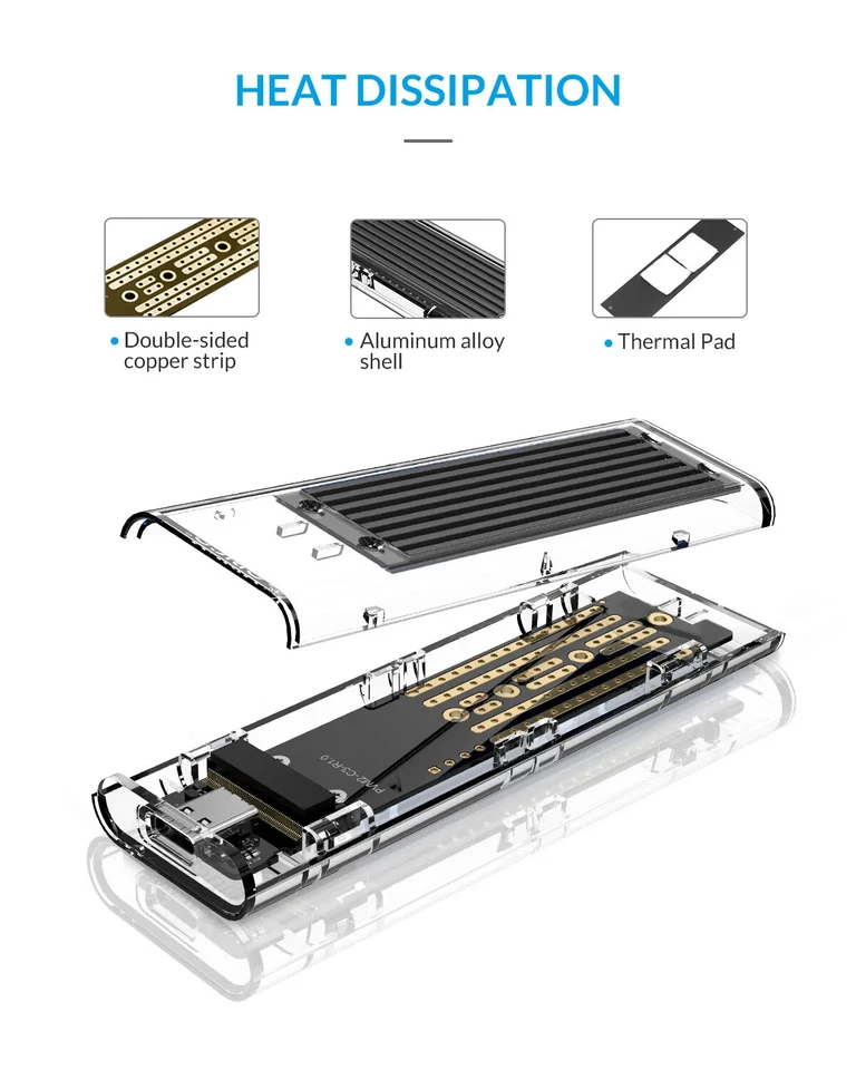 LOT SSD Case NVME SATA SSD Enclosure Tool Free 10Gbps M.2 To USB Type C External - Image 4 of 4