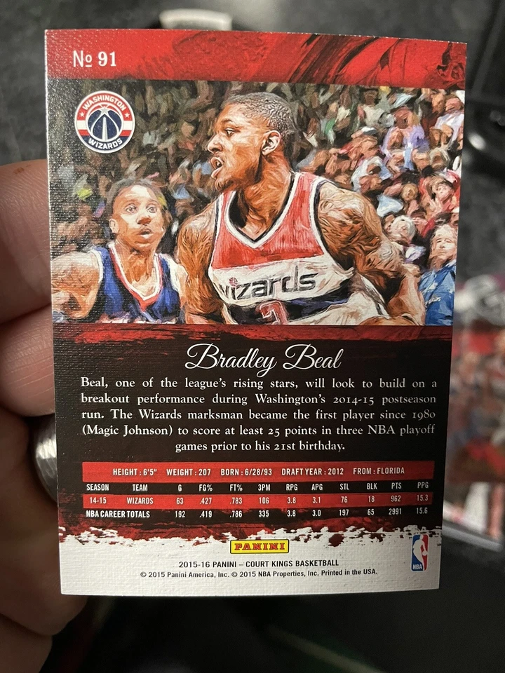 2015-16 Panini Court Kings Bradley Beal #91 Washington Wizards RARE SP 🔥🏀 QTY! - Image 2 of 2
