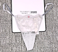 Victoria's Secret Dream Angels NWT Large Gray Lace Shine Strap V String Panty
