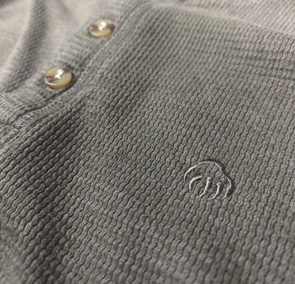 Camisa Wolverine Para Hombres M Marrón Henley Tejido Waffle Capa Base Térmica Gorpcore Foto 4 de 4