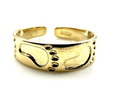9ct Gold Toe Ring  SOLID GOLD Footprints In Sand Gold Easy Fit Toe Ring Plain