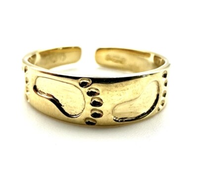 Zehenring 9 kt Gold massiv Gold Fußabdrücke in Sandgold einfache Passform Zehenring schlicht