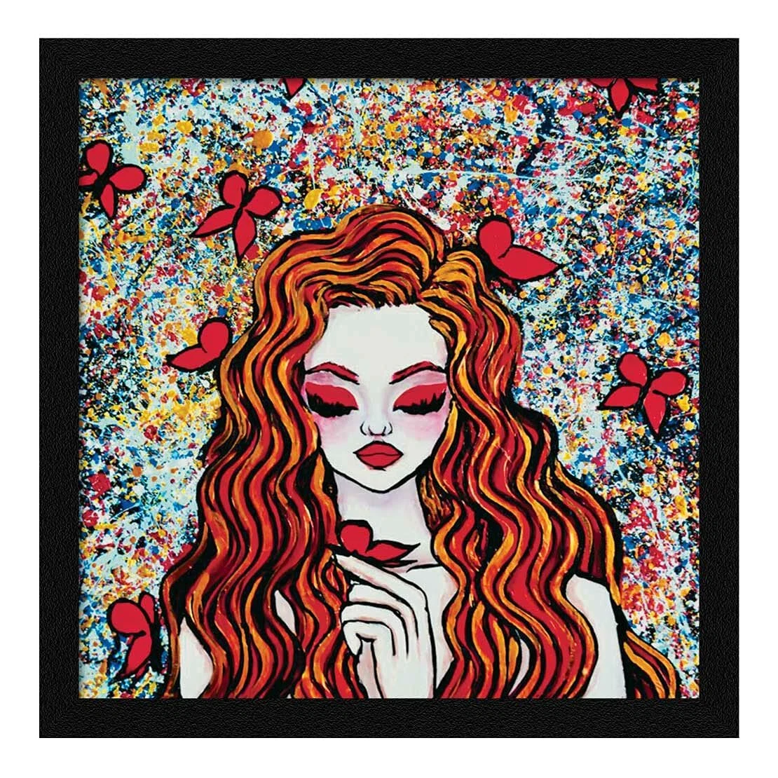 Abstract Girl Wall Art Framed Painting 13 X 13 inches