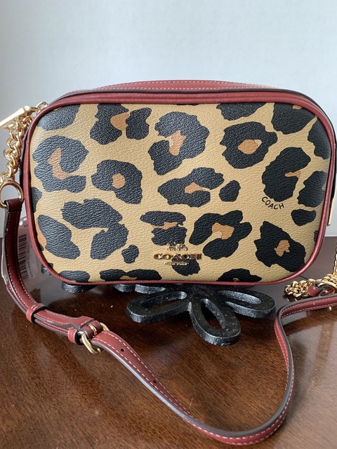 Coach F39587 Leopard Print Isla Chain Crossbody Handbag Shoulder Bag Natural for sale online | eBay
