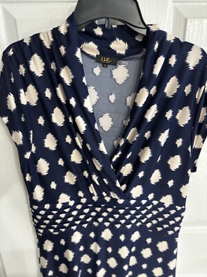 ILE N.Y Size 14 Navy/Tan  Swing Style Dress. Worn Only a Few Times!