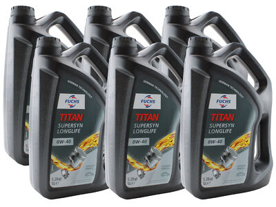 Fuchs 30 Liter TITAN SUPERSYN LONGLIFE SAE 0W-40 Engine Oil 6 x 5L for BMW Benz