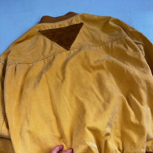 VTG LL Bean 1990s Bomber Jacket Solid Cotton Full Zip Yellow Detroit 90s Cool - Picture 12 of 12