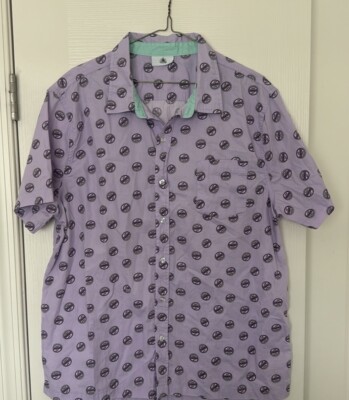 Disney Pixar Movie Up Grape Soda Button Down Shirt, Size Medium, Mens