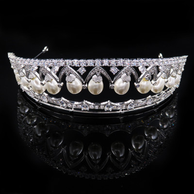 Luxury All CZ Cubic Zirconia Pearl Wedding Queen Princess  display picture 3