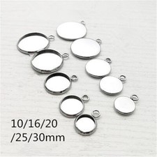20pcs Round Cabochon Blank Bezel Base Tray Stainless Steel Pendants DIY 10-30mm