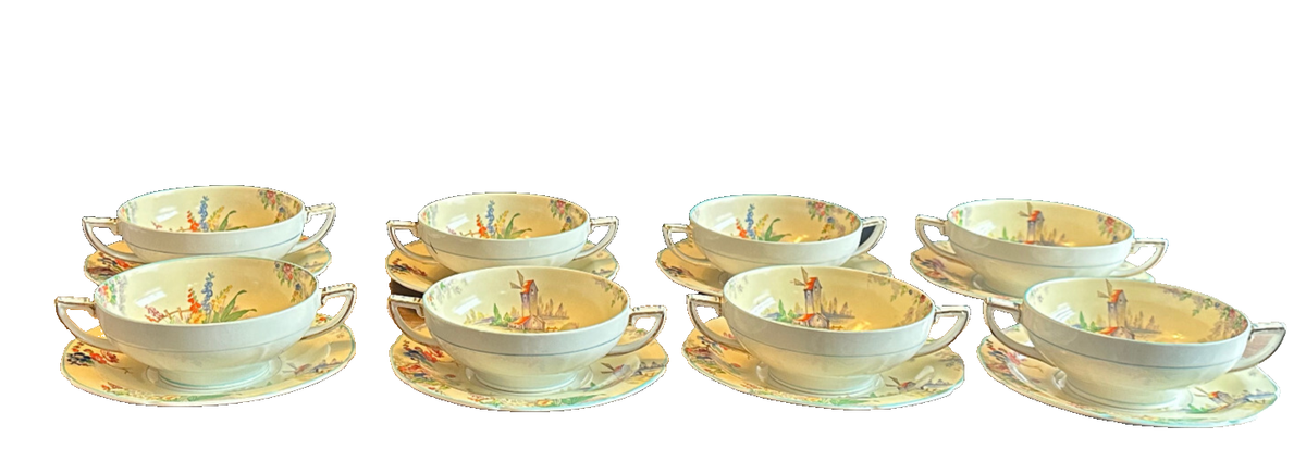 Vintage WH Grindley England China The Old Mill hand painted 8