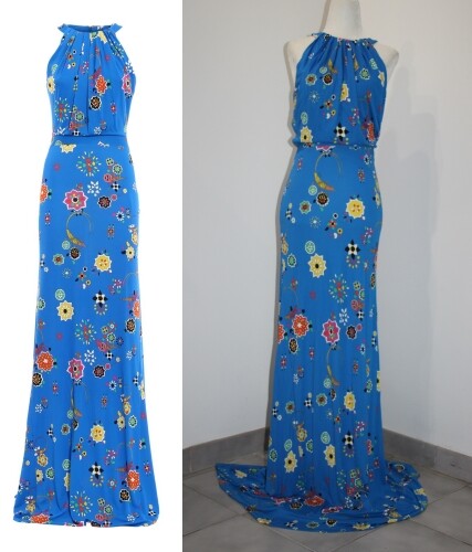 EMILIO PUCCI★素敵!Floral Grasshopper Blue Maxi Dress EMILIO PUCCI Floral Grasshopper Blue Silk Jersey Gown Maxi