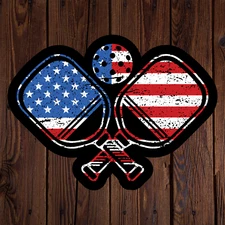 Pickle ball sticker vinyl decal American flag sports laptop mug