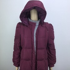 Vintage Womens Sz Petite S Long Coat Down Plum Gray Nylon Puffer Down Jacket 90s
