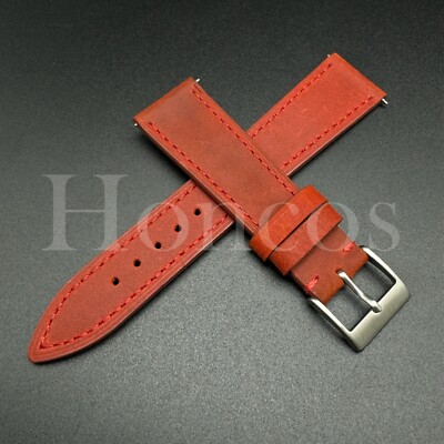 20 22 MM Soft Vintage Leather Watch Band Strap Quick Release Fits for Huawei Red
