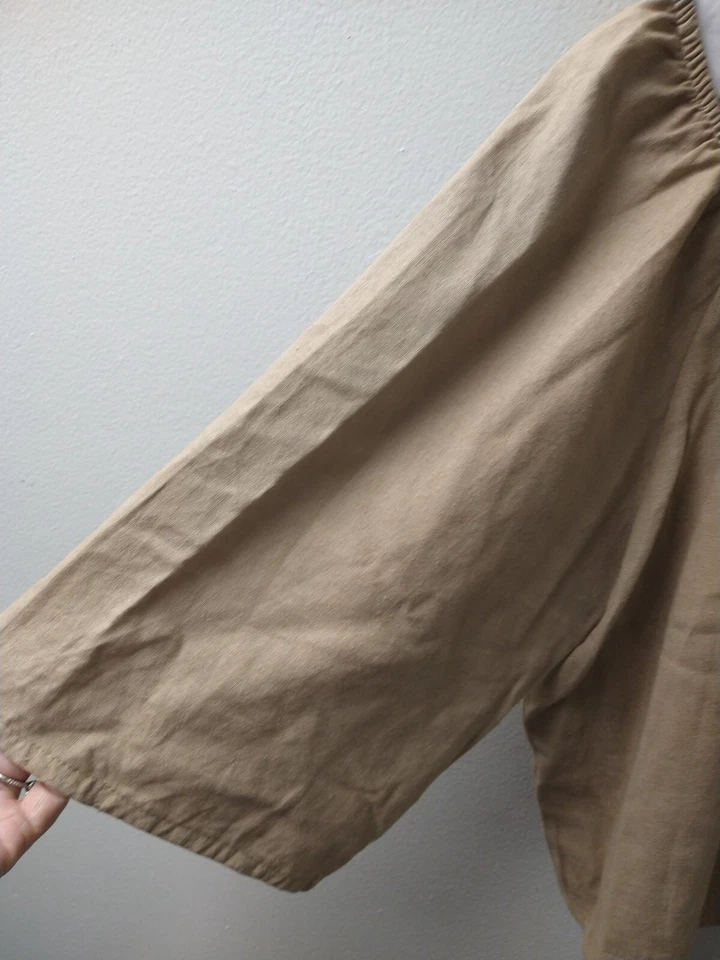 Womens Beige Single Thread bloomingdales brand Top Medium Linen blend  cropped - Image 3 of 4