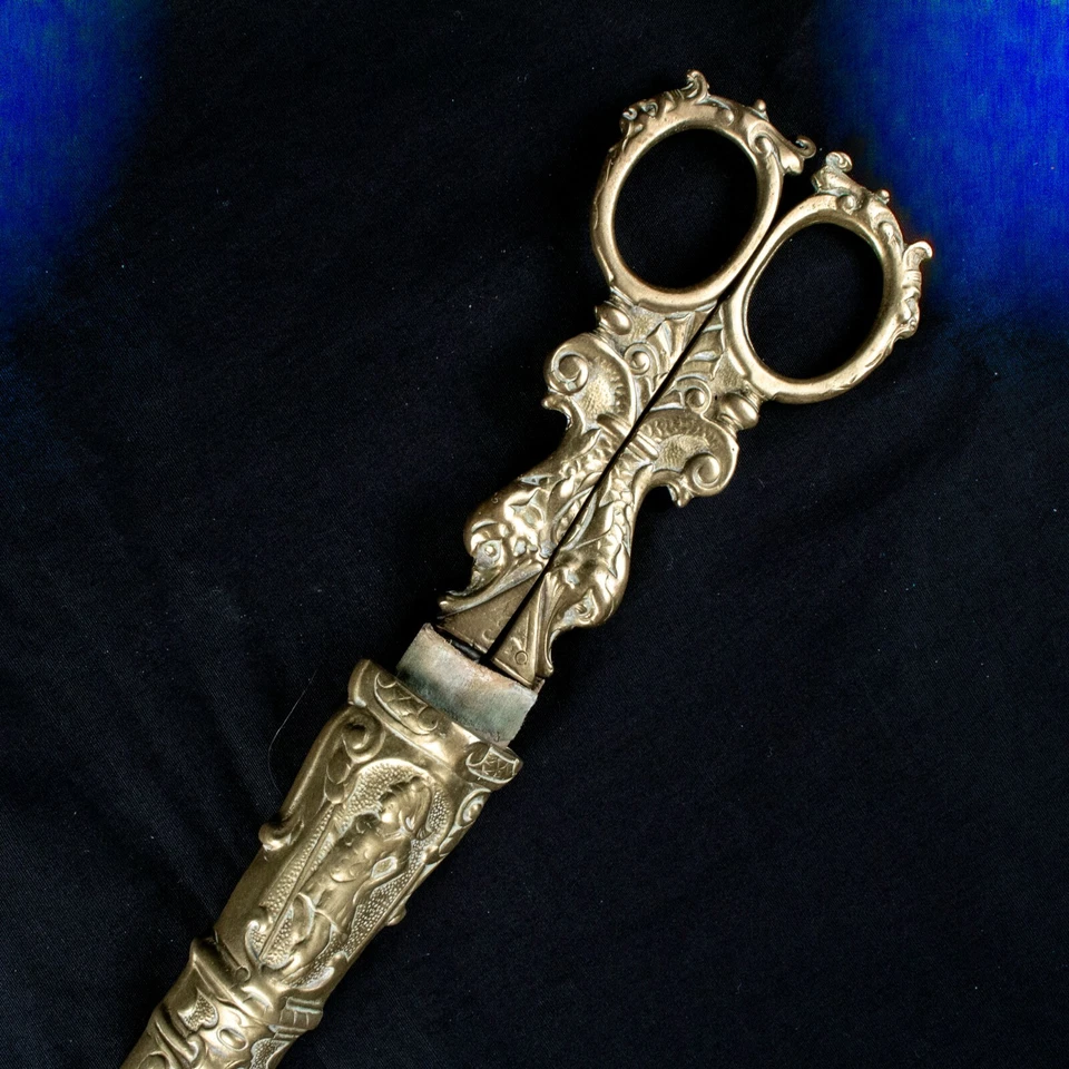 Grandpa Brass Gold Tone Figurine Antique Brass Scissors Cap Size 11.25"L x 3.5"W - Image 2 of 4