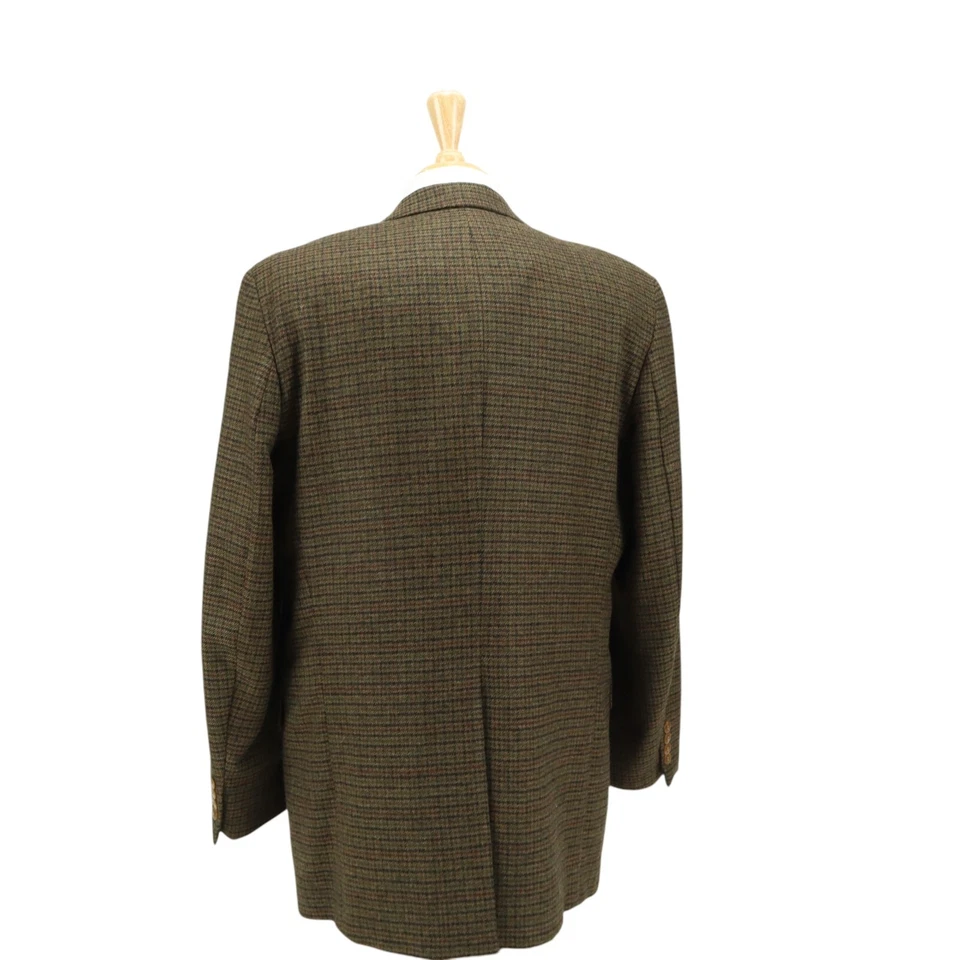 VTG Chaps Ralph Lauren Wool Flannel Green Brown Blazer Sport Coat 42L 44L Canada - Image 4 of 4