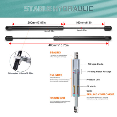 2Pcs 22.93 Inch Front Hood Struts Lift Supports (Non Telescopic Type