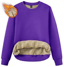Womens Sherpa Lined Sweatshirts Casual Thermal Pullover Long Sleeve Winter Shirt