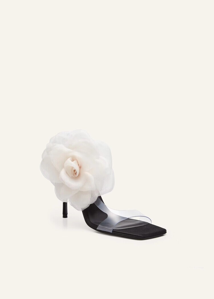 2024 Womens Sexy Transparent Floral High Heel Slingback Sandals