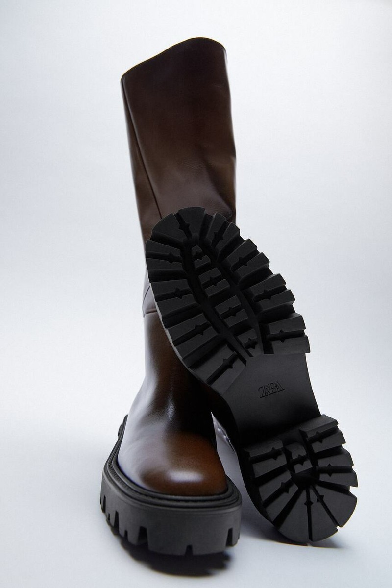 ZARA　Leather Rustic Boots Zara Leather Biker Boots | eBay
