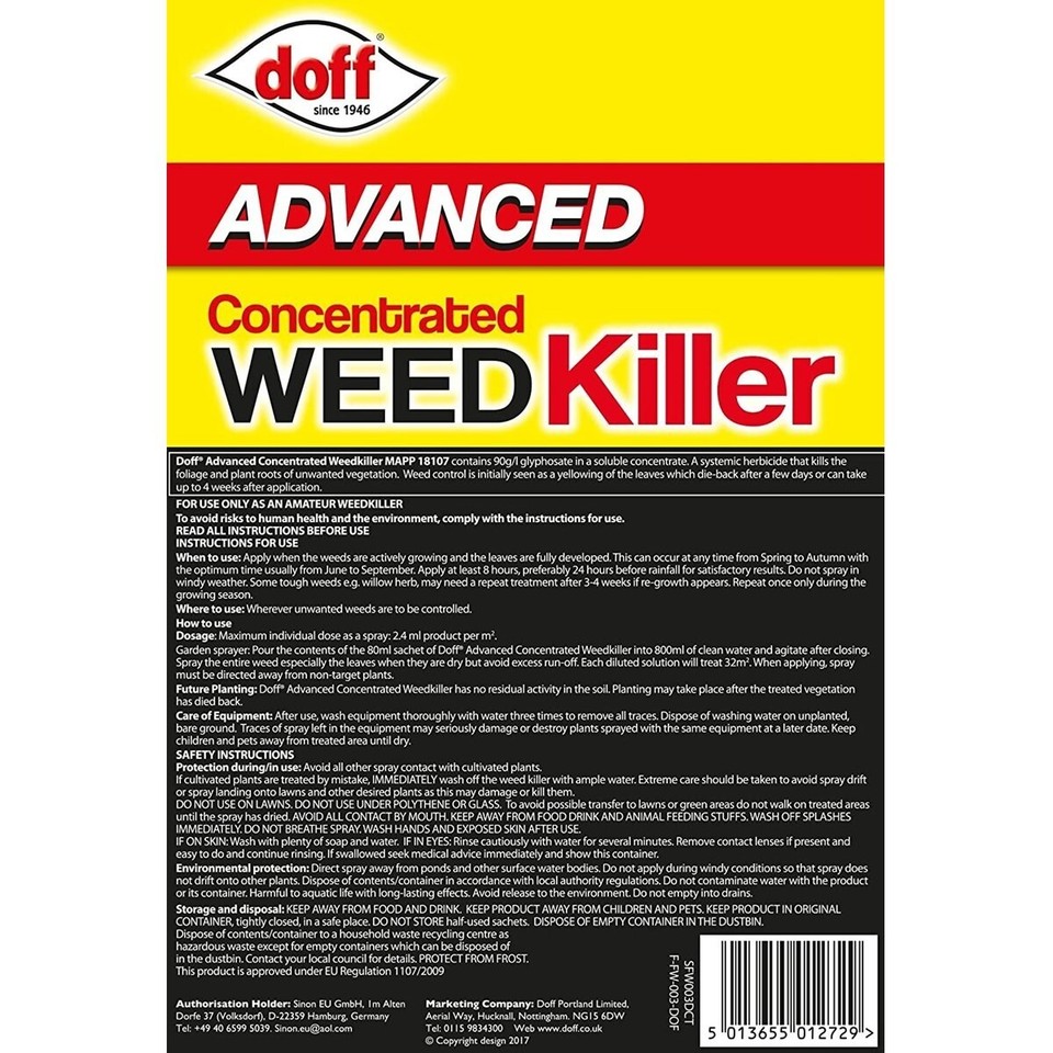 Extra Strong Weedkiller Doff Advanced Concentrated Weed & Roots Killer