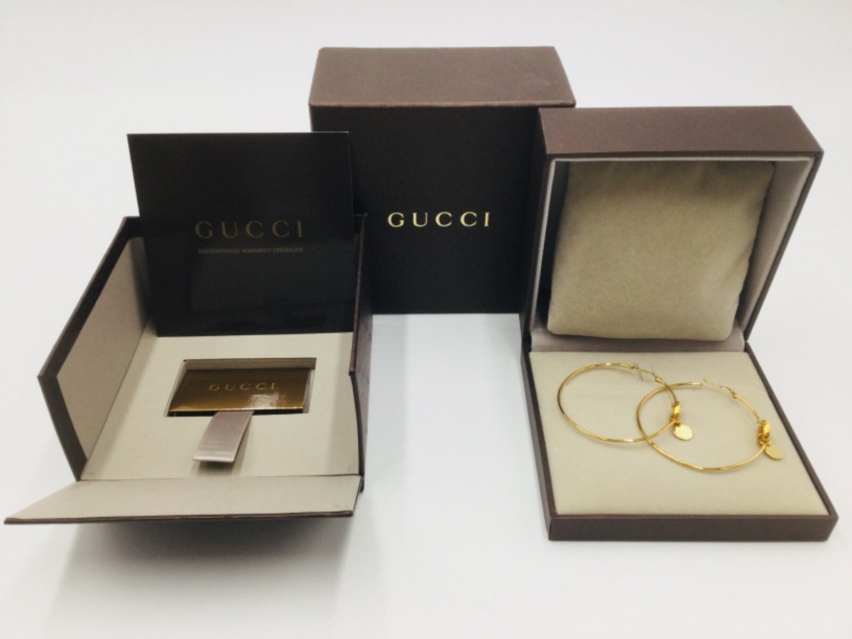 NEW GUCCI 18K/750 Bamboo Yellow Gold Large 2” Hoop Earrings