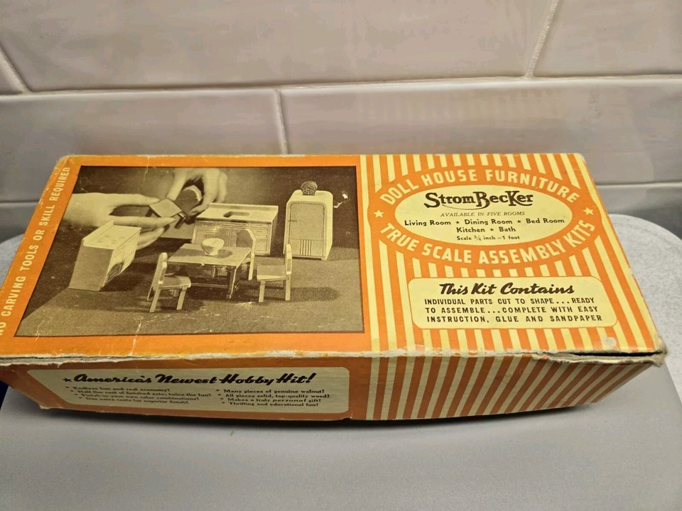 Vintage Strombecker Doll House Kitchen Furniture Set In Original Box eBay