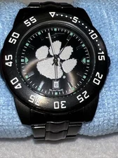 Clemson Tigers Men's Watch NCAA Black Suntime Spirit Paw Logo Working Quartz