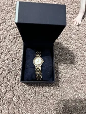 Womans ANNE KLEIN Stunning dainty style Silver w/gold accent and diamond crystal