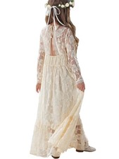  Girls Long Sleeve Lace Flower Girl Dress Maxi Boho A-Line Dress for Wedding...