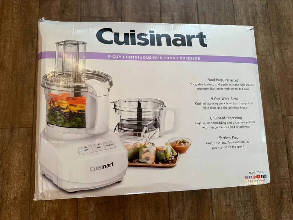 Cuisinart Prep 9-Cup Food Processor White NEW in box FP-9CF cooking dough chop - Image 4 of 4