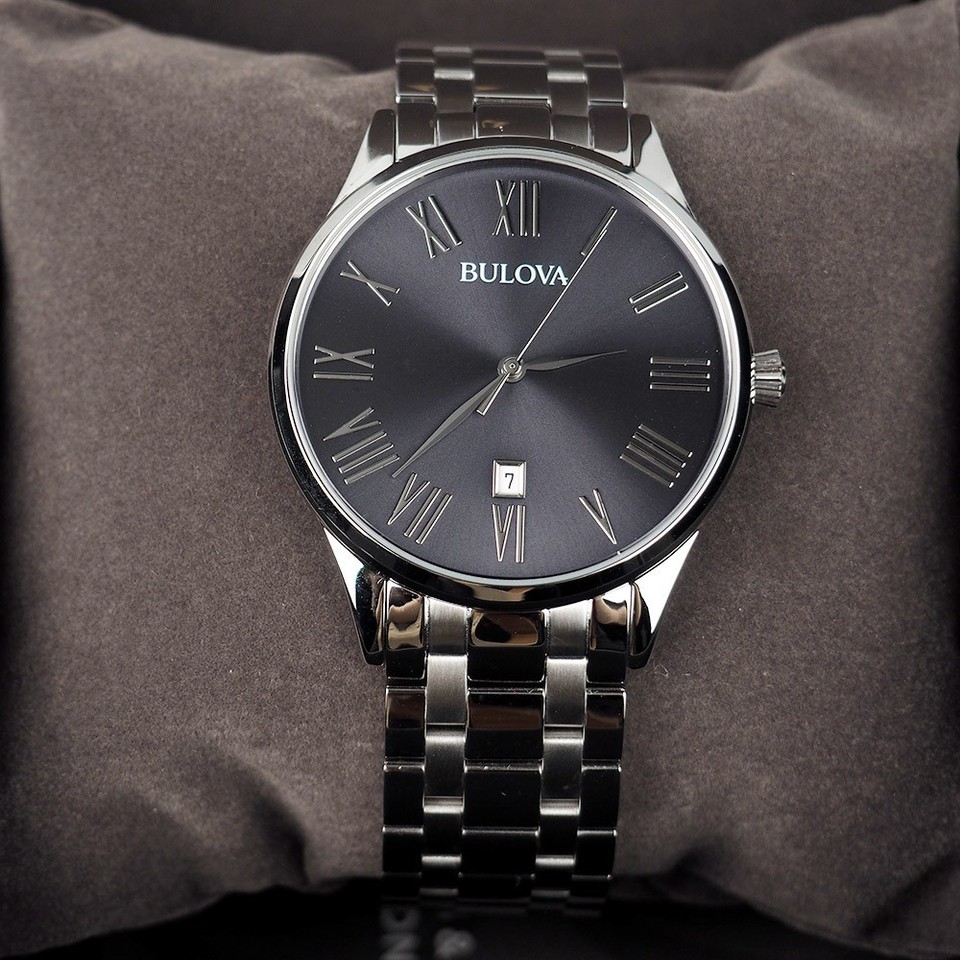 96b261 Bulova Classic 96B261 Gray Dial Silver-Tone Stainless Steel Quartz Men ...