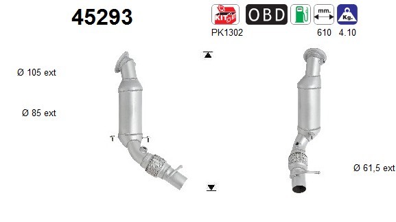 AS 45293 Katalysator FüR BMW 1 F20 F21 3 F30 F80 F31 1.5 1.6 2.0 07.11-06.19-image