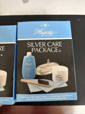 Hagerty Silver Cleaner & Polish Set, Tarnish Preventing, Brush, Cloth, 8 oz, 7  
