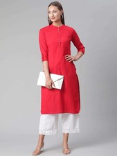 Women Red Pure Cotton Straight Kurta XS  10XL Traditional Ethnic Kurti big