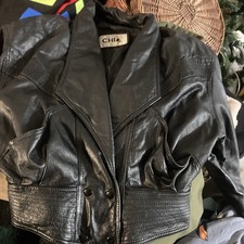Chia Womens Black100% Leather Jacket Size Med...
