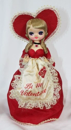Vtg Big Eyes Doll Valentine Stockinette Southern Belle 12 Stand Hoop Skirt 1960s