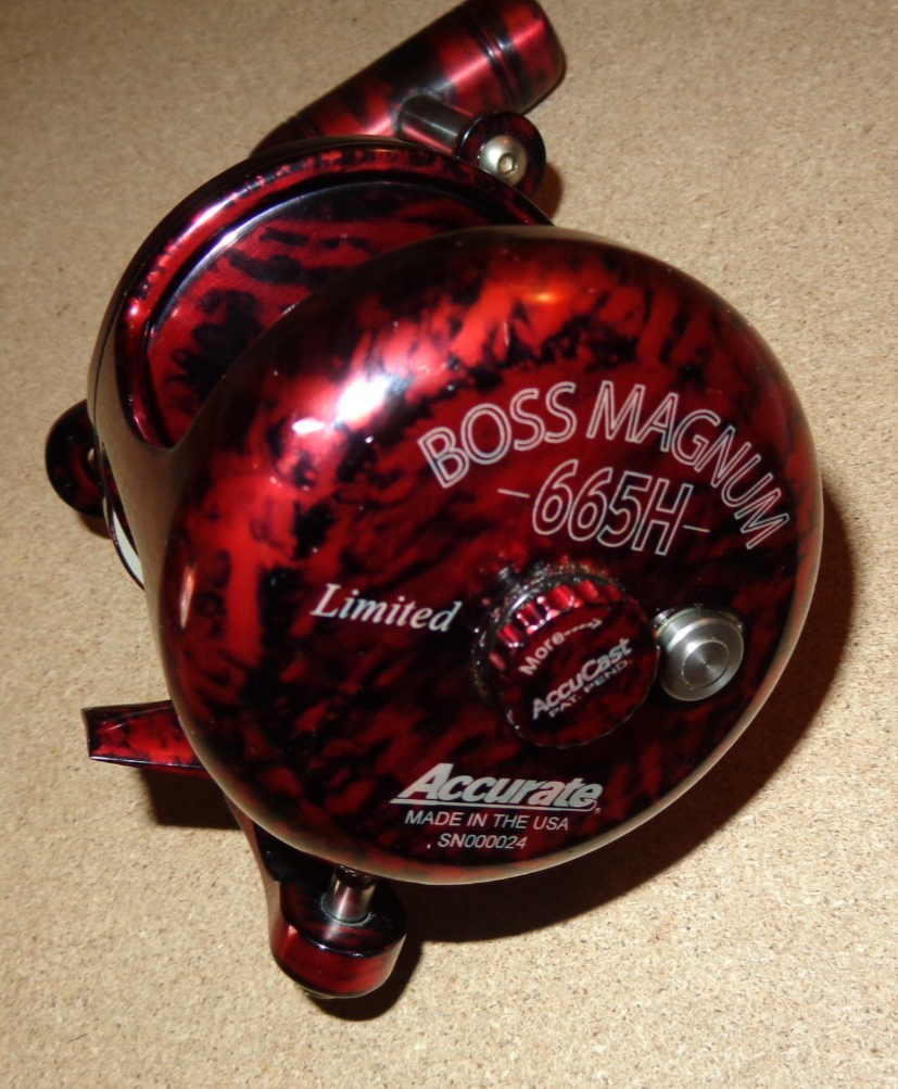 Limited Red Camo Accurate Boss Magnum 665H Single-Speed Lever-Drag