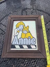Vintage Annie 1980s Carnival Prize Glass & Wood with foil underneath-Very rare