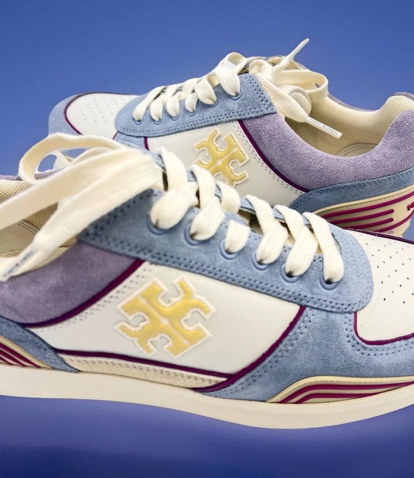 Tênis TORY BURCH CLOVER COURT MARFIM/AMARELO CANÁRIO/ARIA AZUL TAMANHO 9 NOVO NA CAIXA Esgotado - Imagem 4 de 4