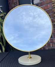 Mid Century Faux Onyx & Brass Mirror Dressing Table Vanity Freestanding H 50cm