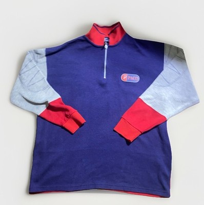 Vintage Paco Pullover Sweatshirt Mens XL 1/4 Zip Rugby 90s hip hop Red Blue Gray