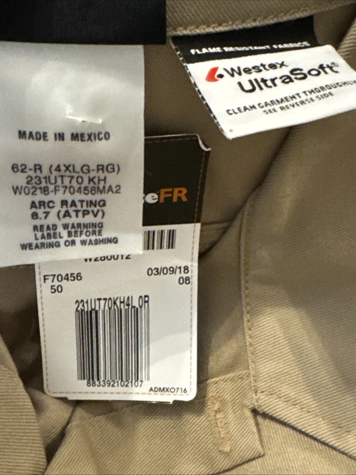NEW Workrite FR Flame Resistant men's size 4XL Tan Cotton Work Shirt F70456 - Image 3 of 3