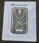 2025 DRAGON LONGSHEN SILVER…1 OZ 999 FINE COLORIZED ART BAR #939 SCOTTSDALE MINT
