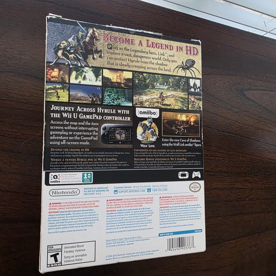 Legend Of Zelda Twilight Princess Wii U с Amiibo Wolf Link в комплекте в коробке - Изображение 2 из 4